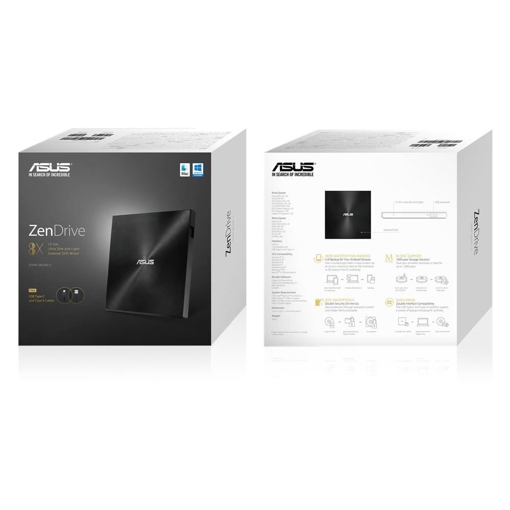 Asus ZenDrive U9M USB-C externer Ultra SLIM DVD Brenner 7