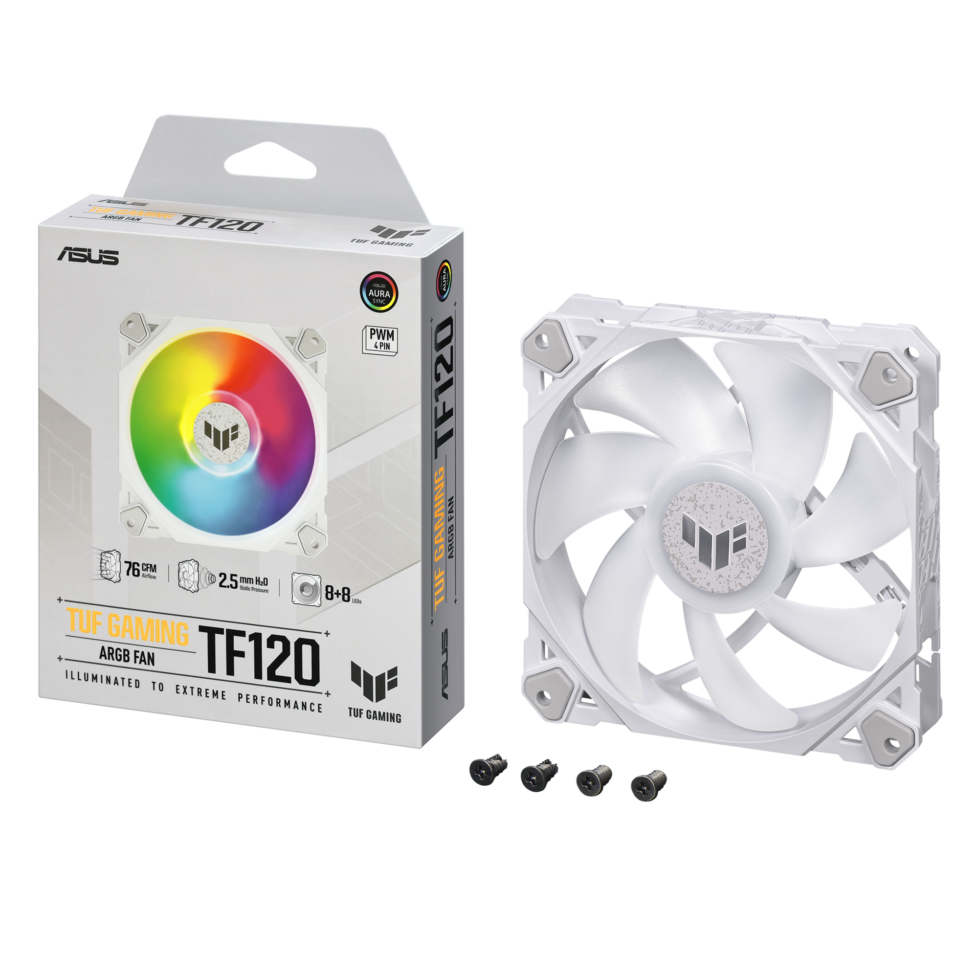 ASUS TUF Gaming TF120 ARGB-Gehäuselüfter White Edition - Single Pack 5