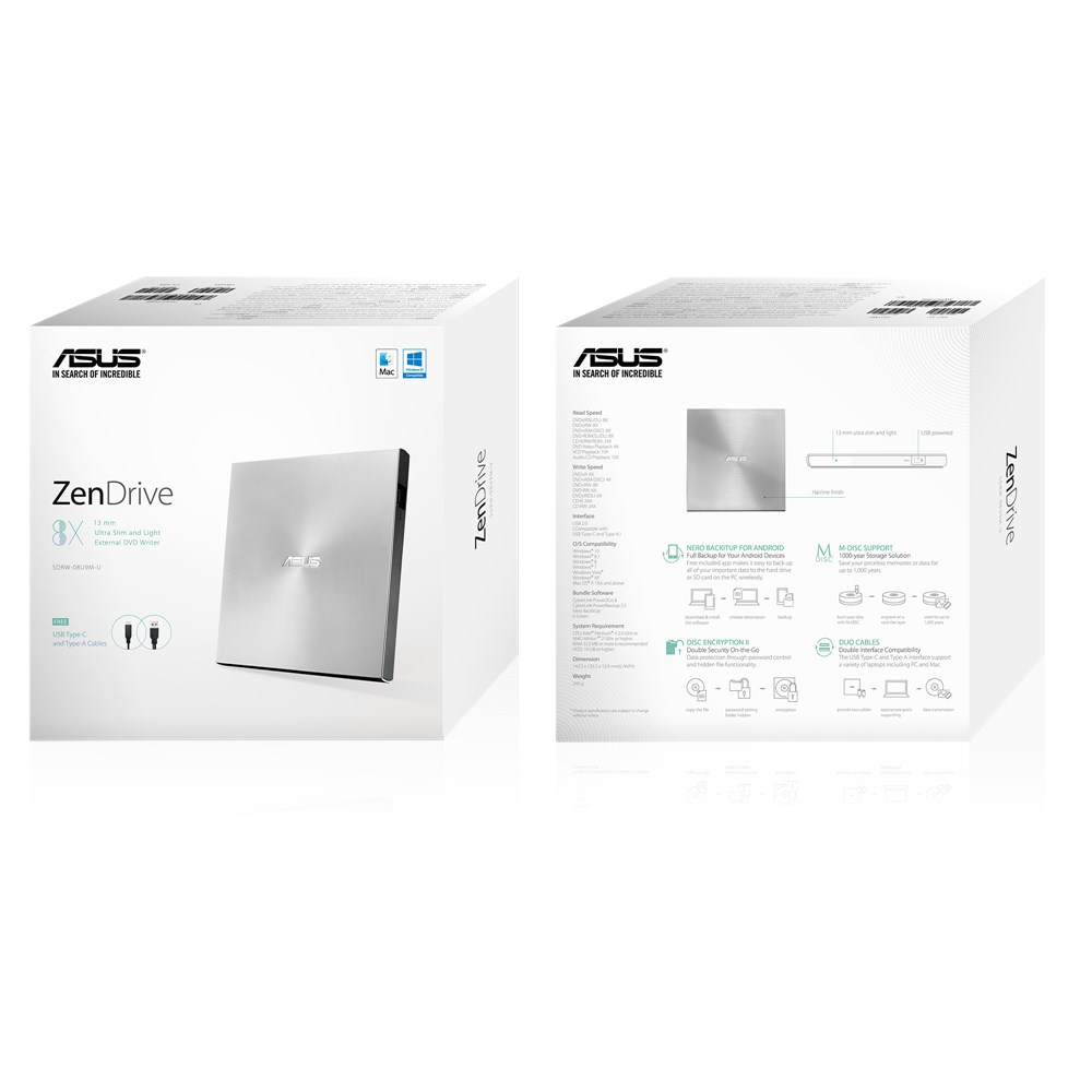 Asus ZenDrive U9M USB-C externer Ultra SLIM DVD Brenner 7