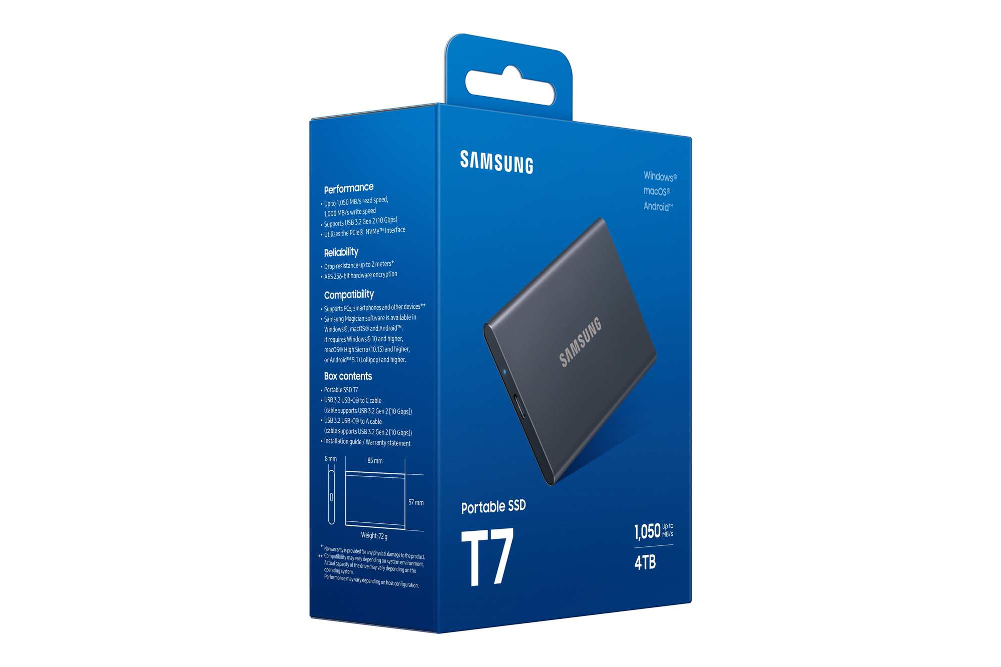Samsung T7 Portable SSD - 4 TB - USB 3.2 Gen.2 Externe SSD Titan Gray 5