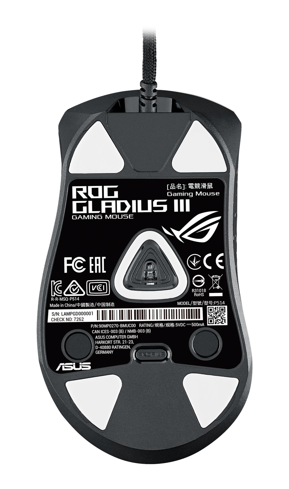 ASUS ROG Gladius III asymmetrische FPS-Gaming-Maus 5