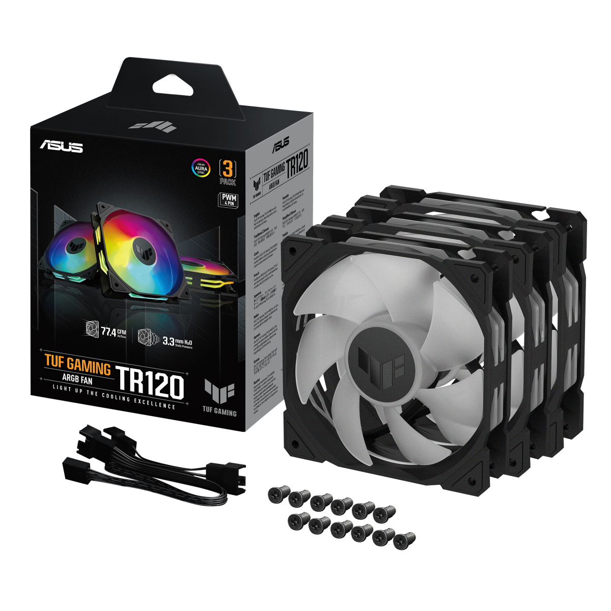 ASUS TUF Gaming TR120 ARGB Standard Blade Black 3IN1 Gehäuselüfter 3er Pack 11