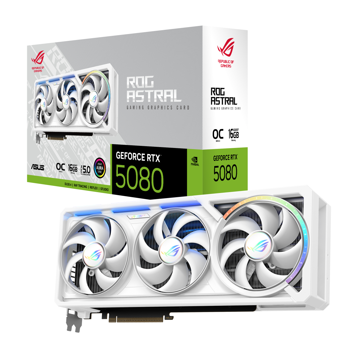 ROG Astral GeForce RTX 5080 16GB GDDR7 White OC Edition Gaming Quad-Lüfter-Grafikkarte